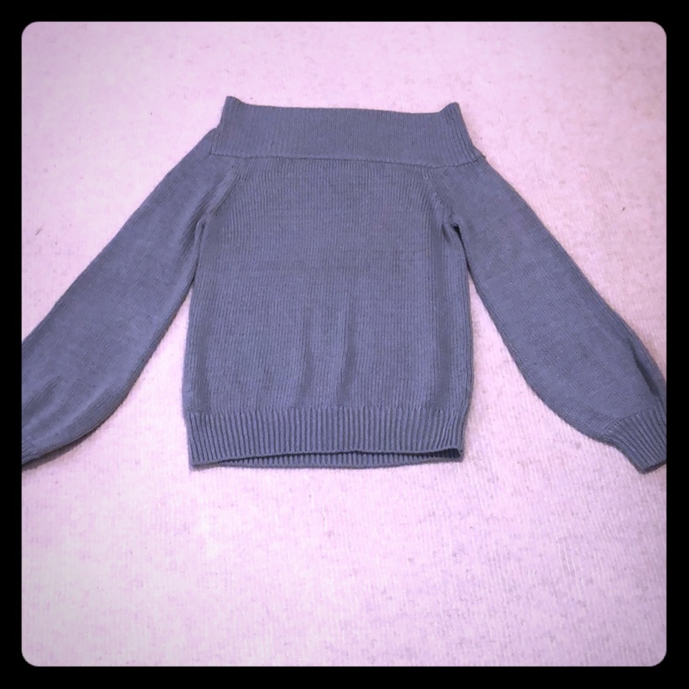 Off the shoulder blue grey sweater